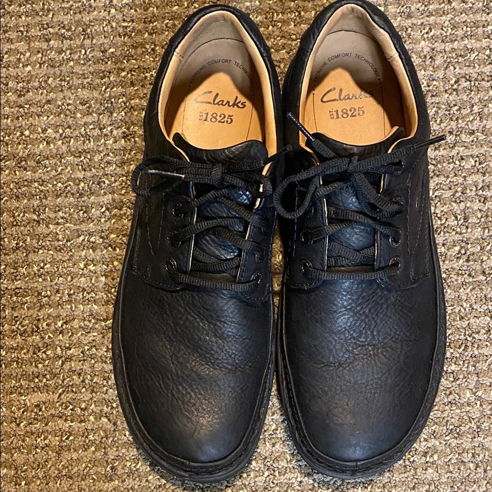Clarks Black Leather Lace-Up Oxford Shoes